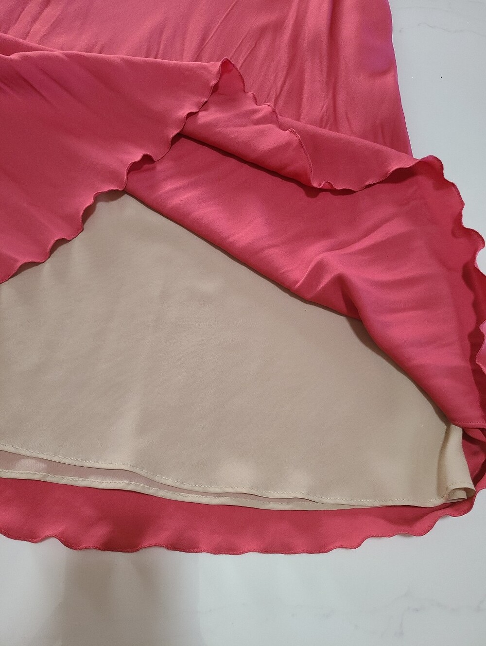 Theory Ruffled Slip Midi Watermelon Coral Skirt Womens Size 4 - Picture 6 of 7